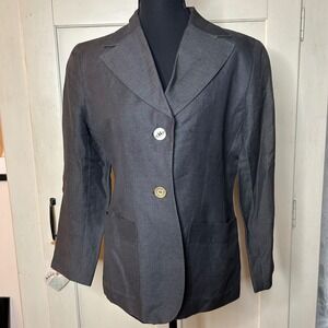Giorgio Sant'Angelo Charcoal Gray Linen Blend‎ Blazer Women's Size 8 Vintage